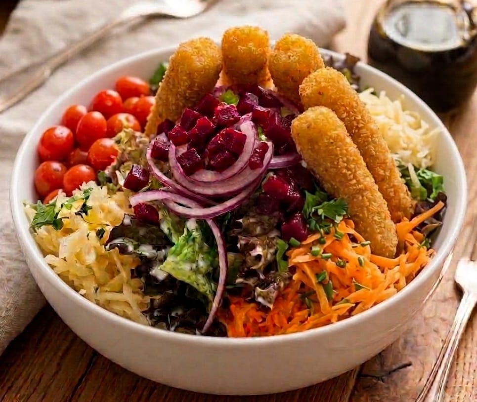 Großer gemischter Salat Großer gemischter Salat mit Topping nach Wahl